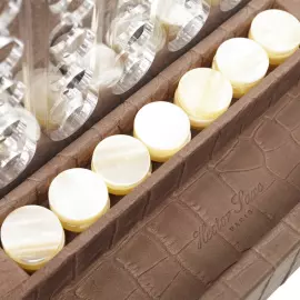 Эксклюзивная настольная игра "Четыре в ряд" из кожи Alligator, коричневый